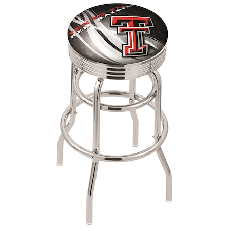 Holland Bar Stool Co 30" Chrome 2-Ring Texas Tech Swivel Bar Stool, Accent Ring L7C3C30TXTech-D2